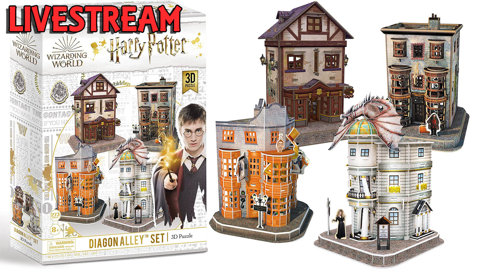 Harry Potter 7585 Diagon Alley 4 in 1 3D Puzzle Set for ages 8 plus 